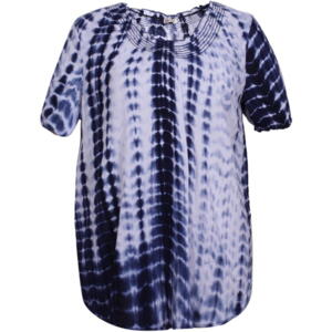 Blå/Hvid batik mønstret bluse - Gozzip