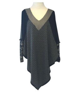 Sort/hvid Poncho-bluse - OneMore