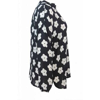 Sort Studio bluse m. hvidt blomster print