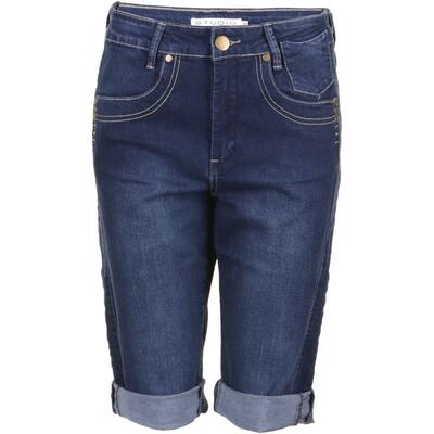 Denim blå bermuda shorts m. stretch (Fit 55 - Loose fit) - Studio