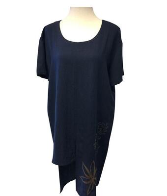 Eksklusiv navyblå bluse/tunika m. print - OneMore